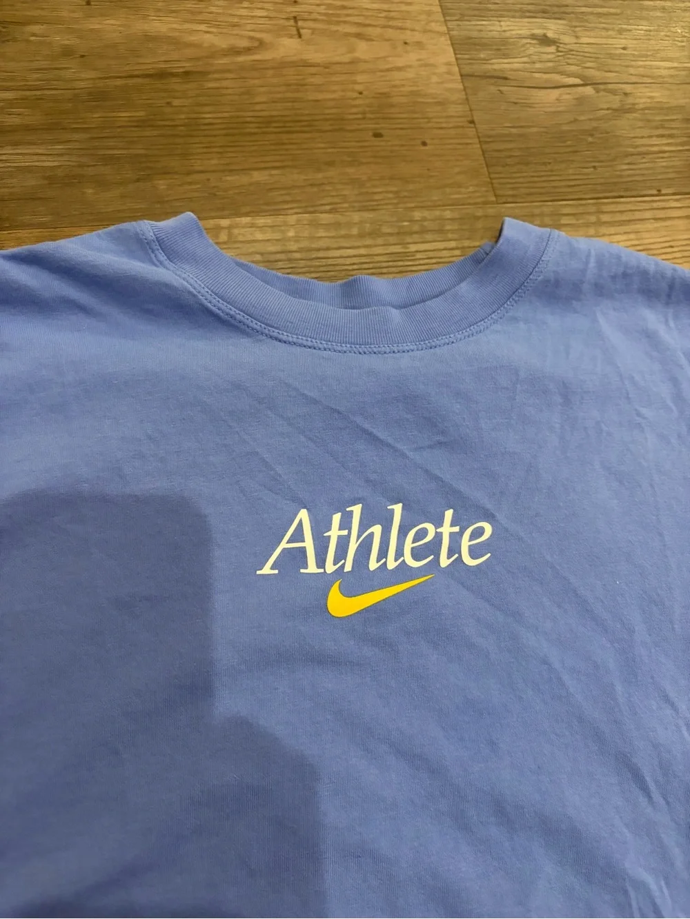 Nike Light Blue 'Athlete' Short-Sleeve Tee with Yellow Accent kids xl loose fit